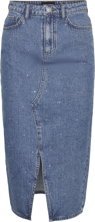 Pieces PCSKY HW RHINESTONE MIDI SKIRT Blå