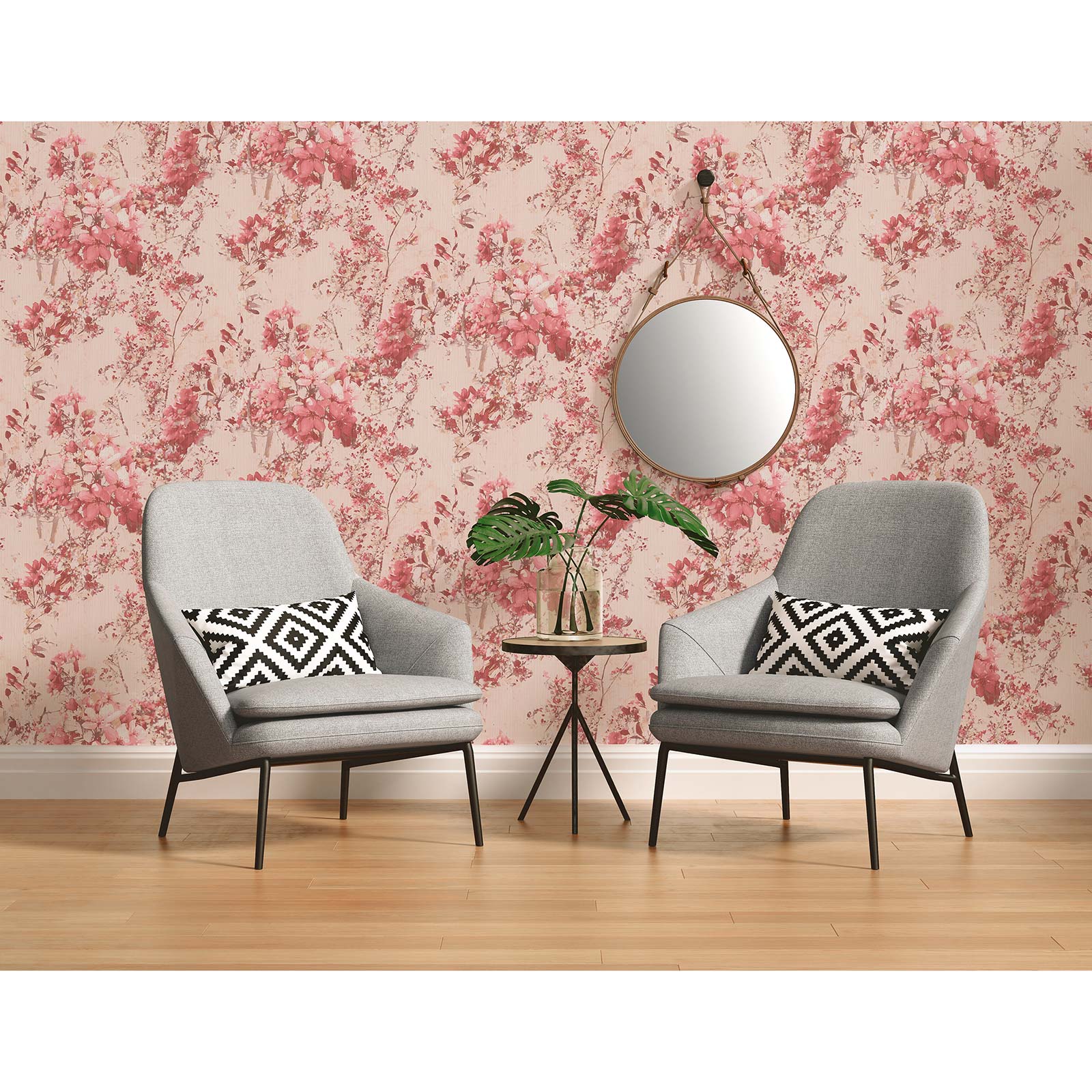 Vliestapete - Blumen - beige - 10 Meter
