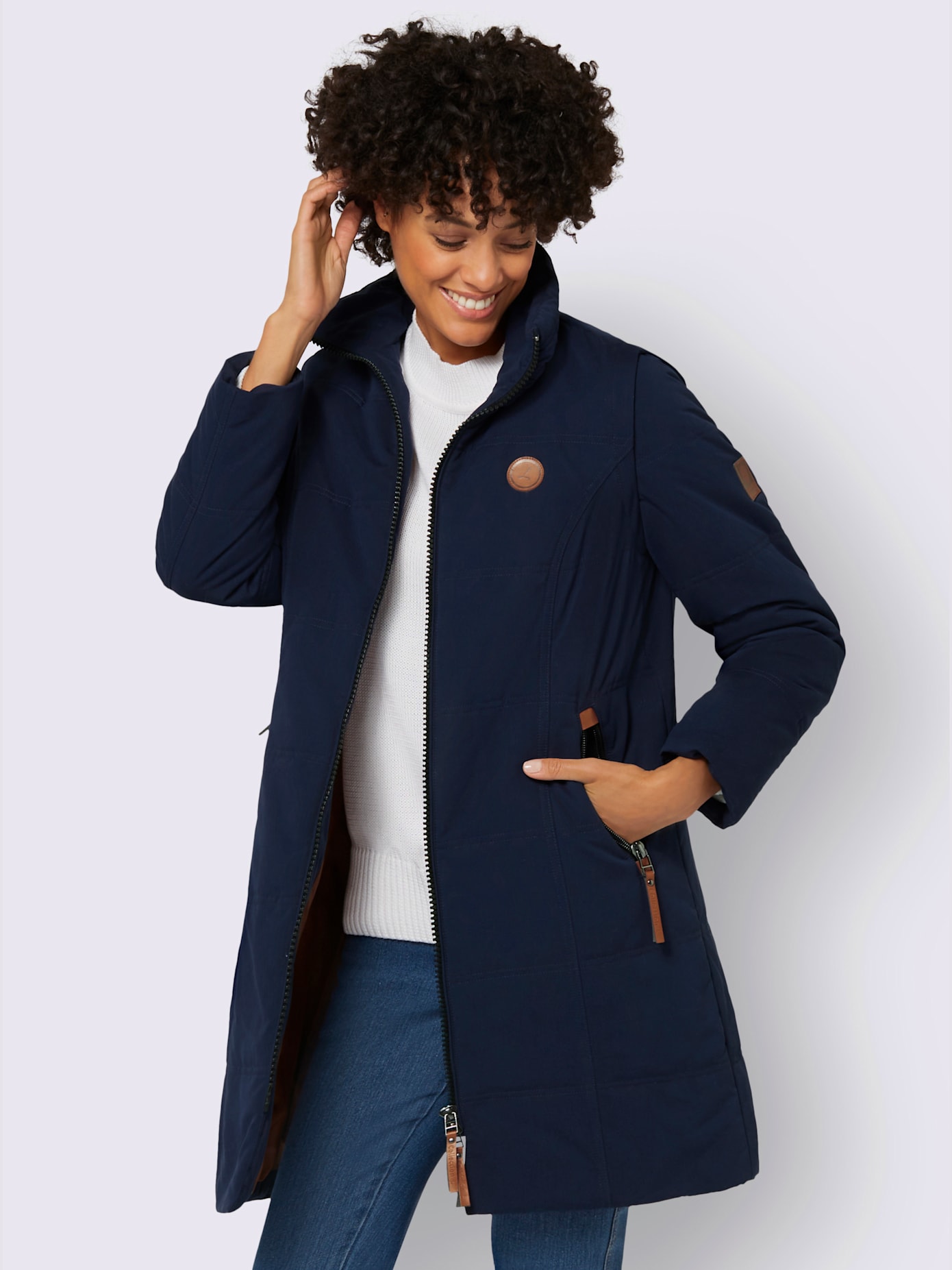 Veste longue col montant chaud