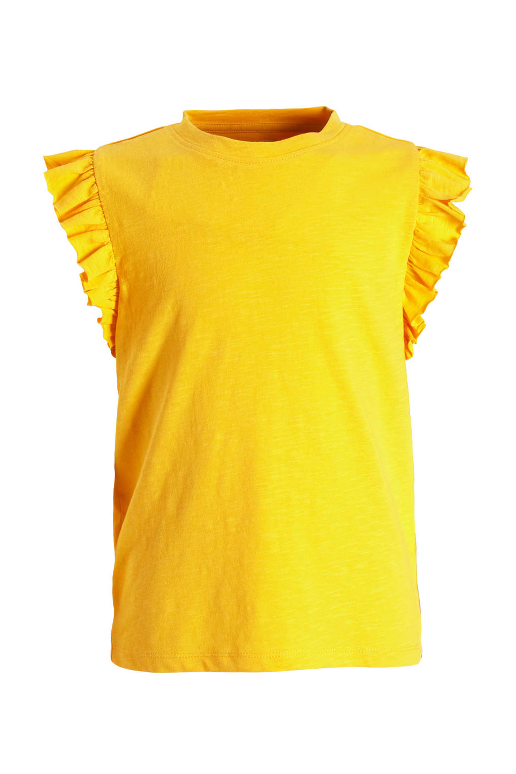 anytime T-shirt met ruffle geel