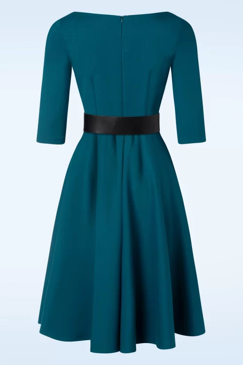 Glamour Bunny Aviva swing jurk in petrol blauw