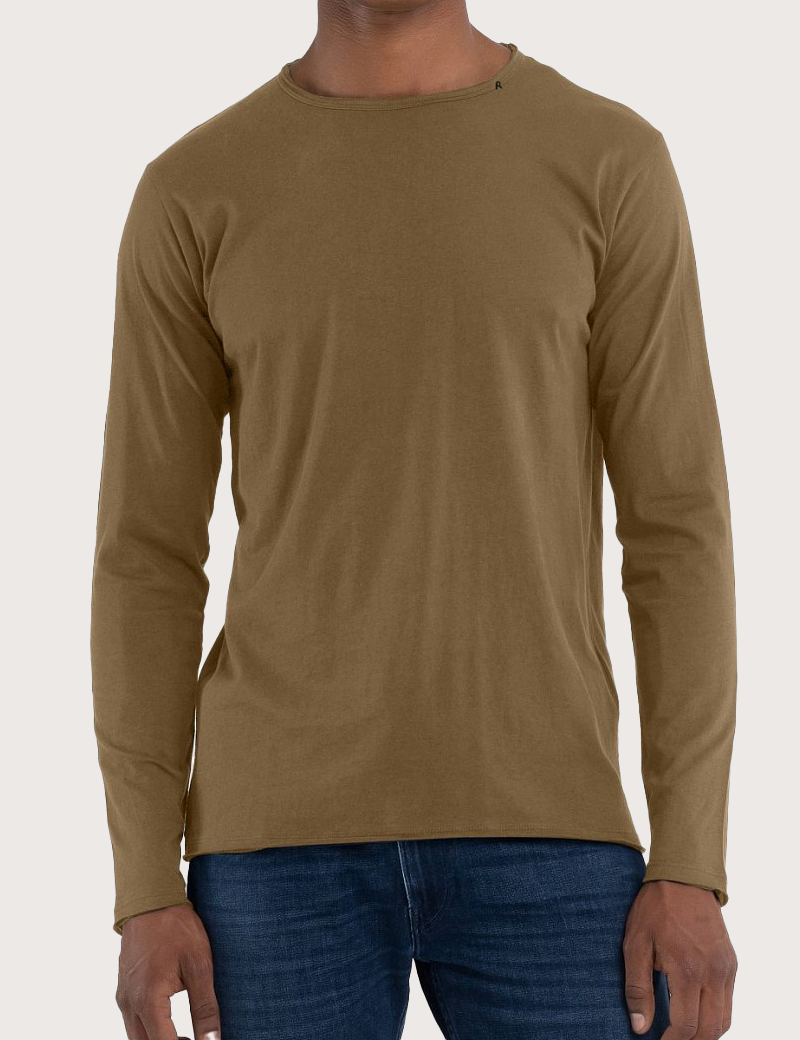 REPLAY T-SHIRT HOMME  BASIC COL ROND KAKI MILITAIRE