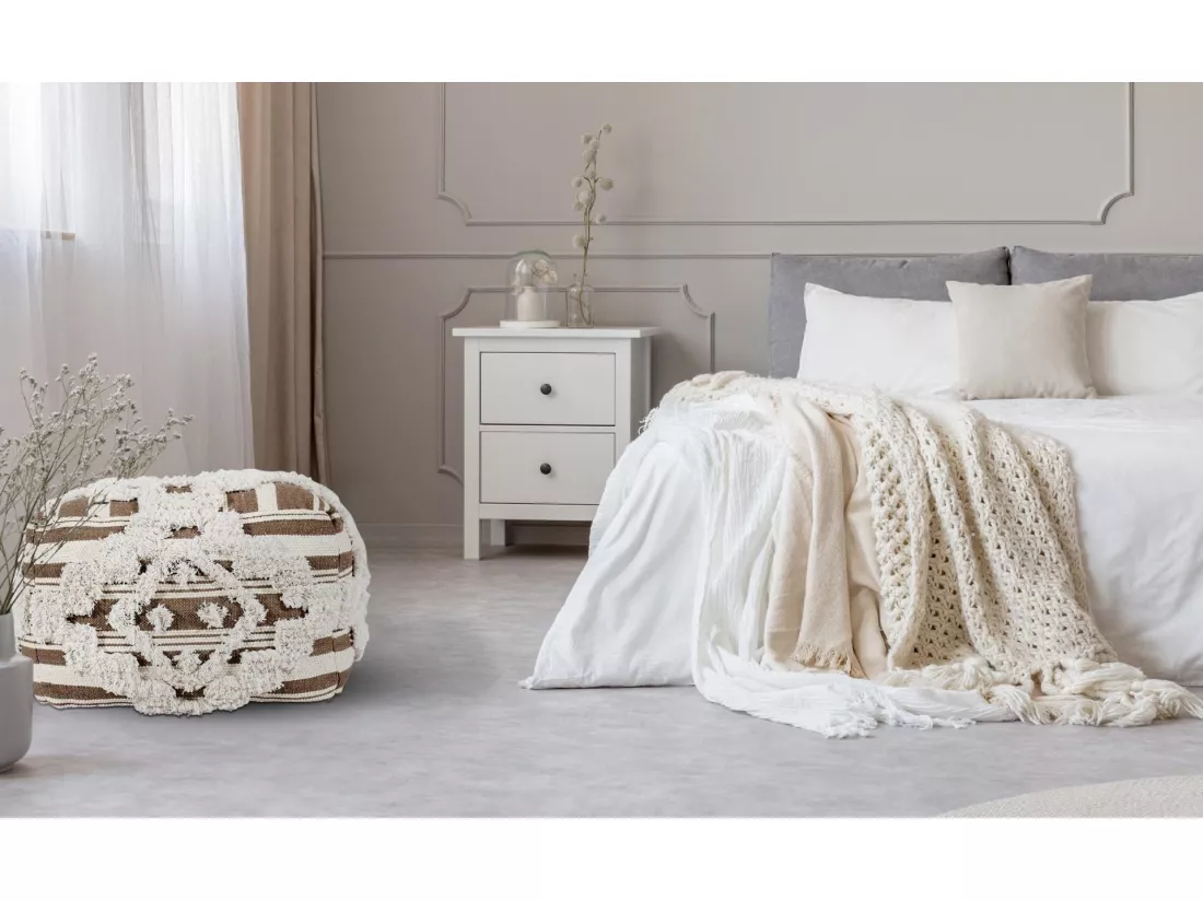 Pouf en Tissu Macramé 