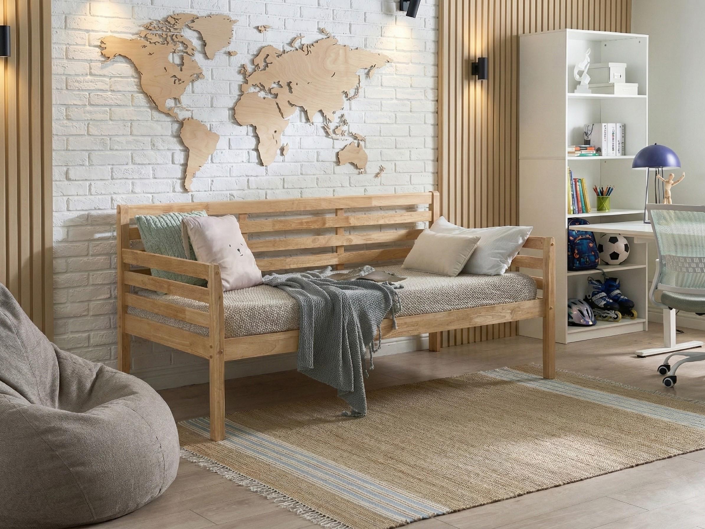 Bedbank Hout THEZA 90 x 200 cm Natuurlijk