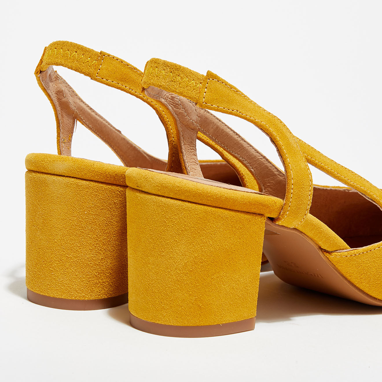 Apologie Slingbacks en Velours de Cuir Kelly jaunes