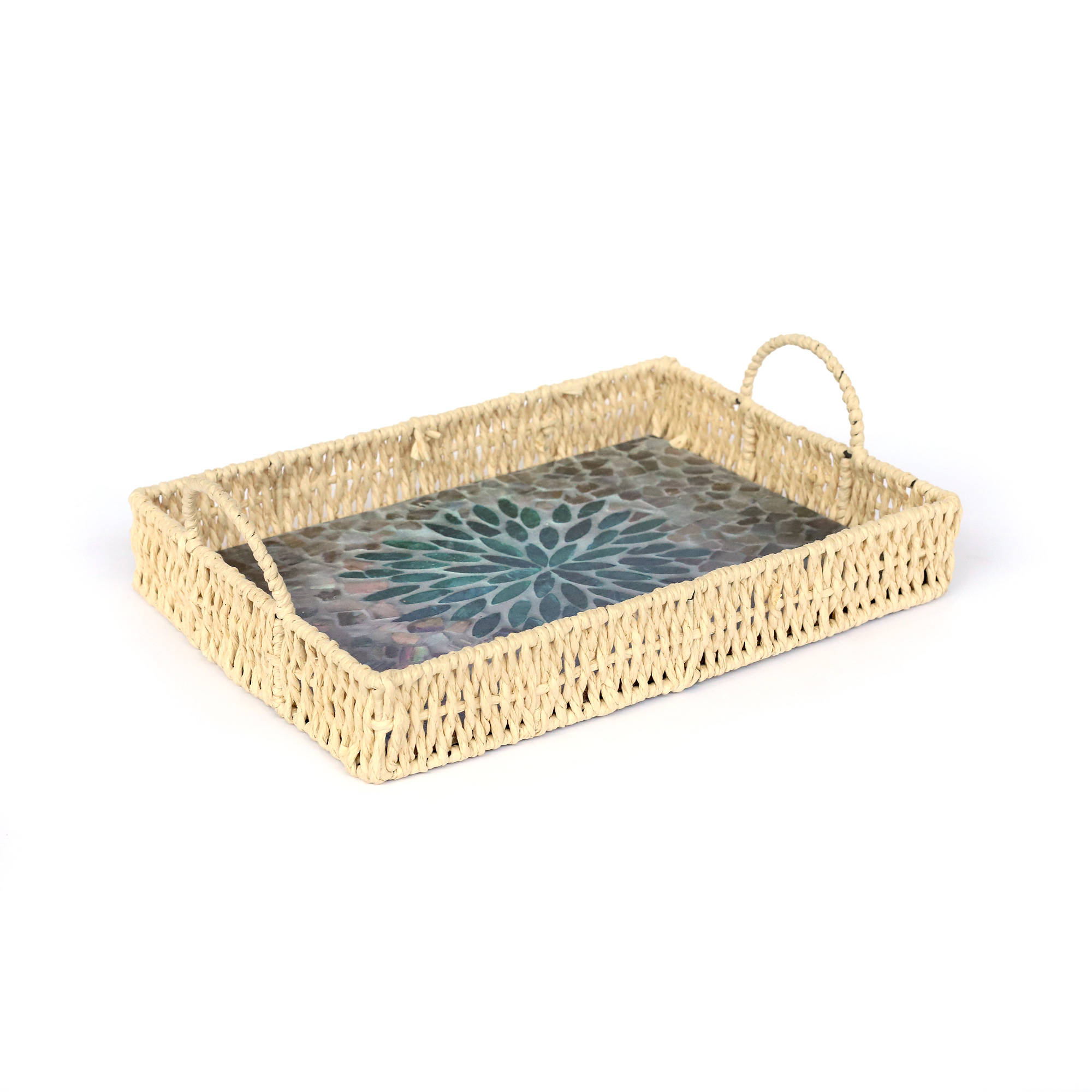 Tablett mit Griffen, natur, multicolor, B 35 cm, L 25 cm, H 10 cm zu 17,00