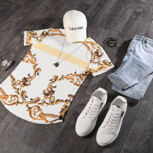 Tee Shirt Oversize UP-321 Blanc Doré Renaissance