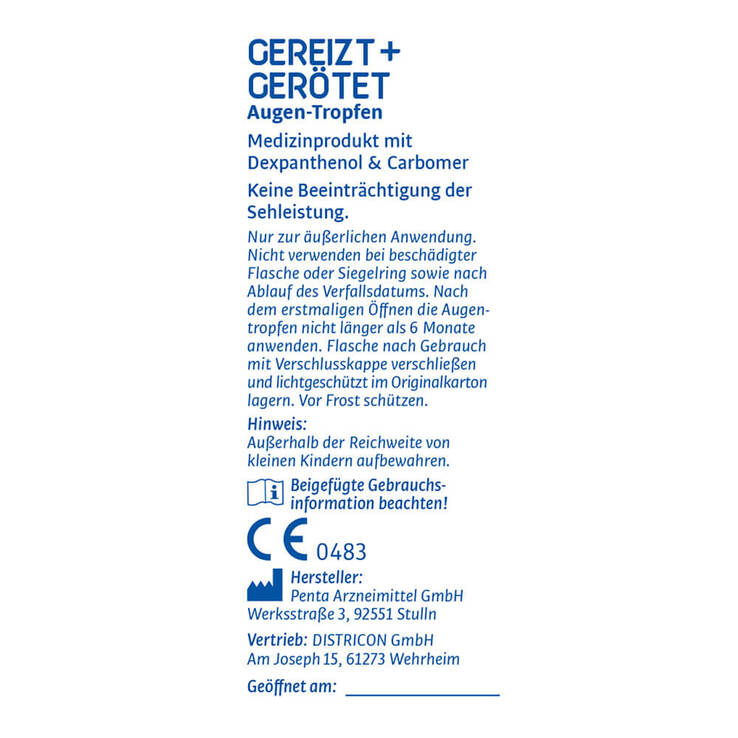 Eye Medica gereizt + gerötet Dexpanthenol Augentropfen, 1 St