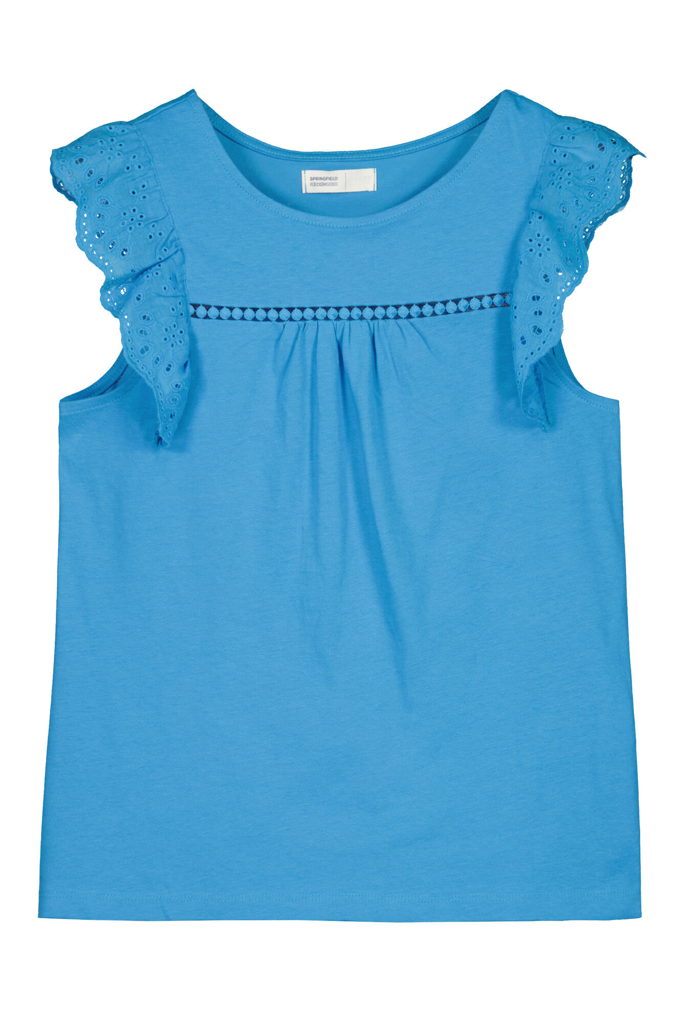 Blusa bicolor com babados de renda