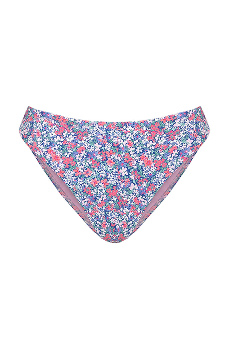 Calcinha de biquíni de cintura alta com flores rosa - rosa