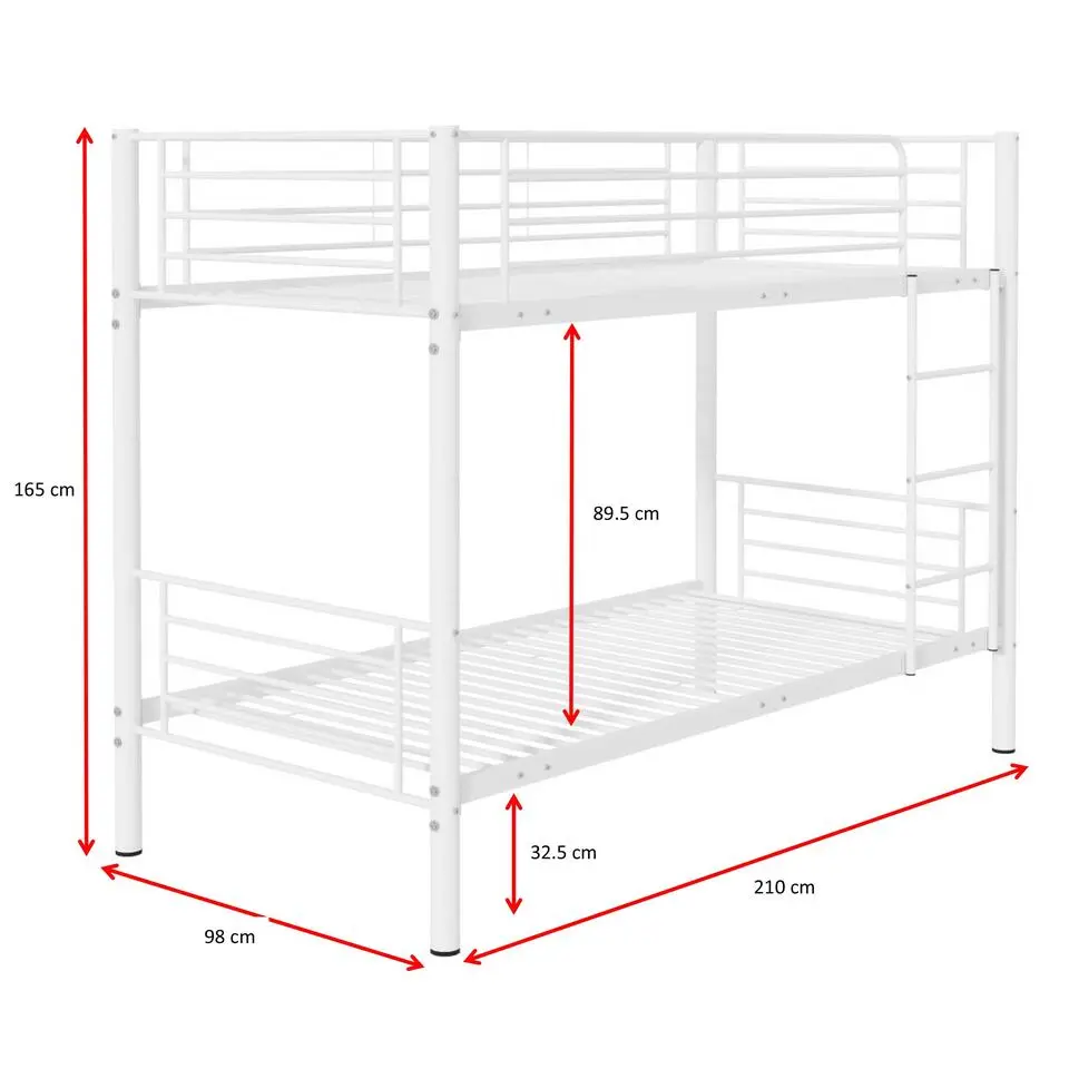 Stapelbed Dixie 90x200cm - metaal - mat wit