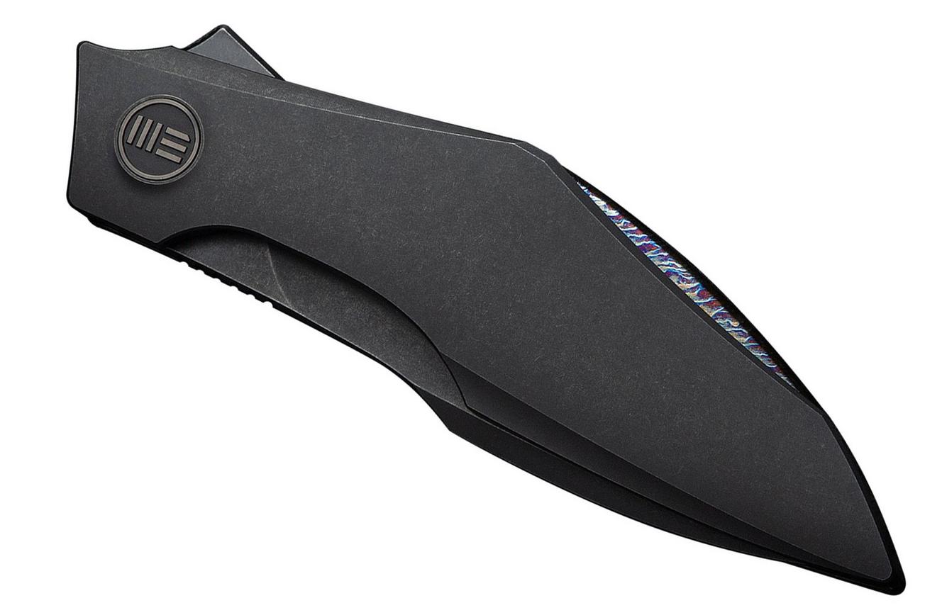 WE Knife Krait Snake WE24084-1 Blackwashed Böhler M390, Black Titanium, Flamed Hardware, zakmes, Tashi Bharucha design