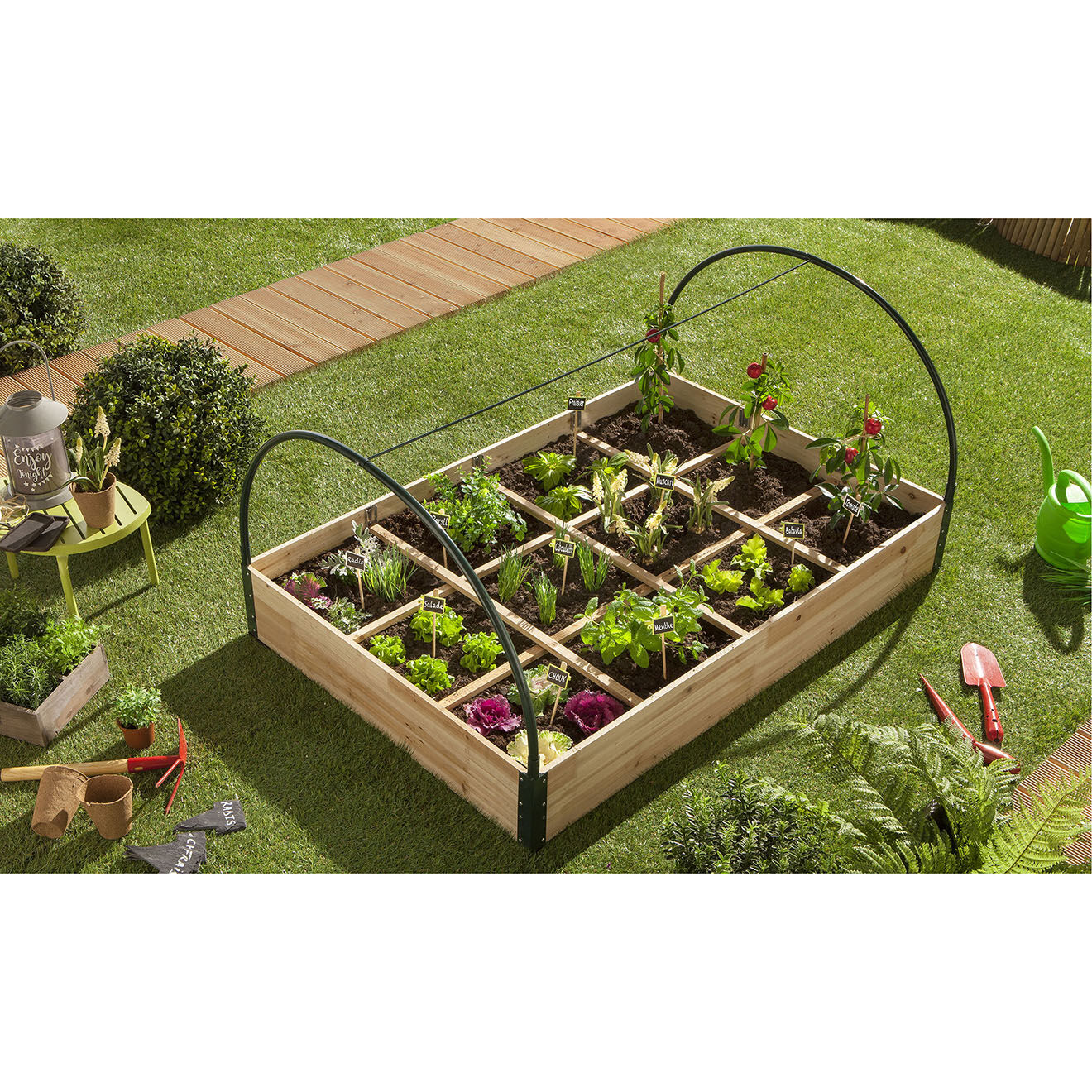 Pratik Garden Serre de potager 12 compartiments aroma marron - 115x80x54 cm