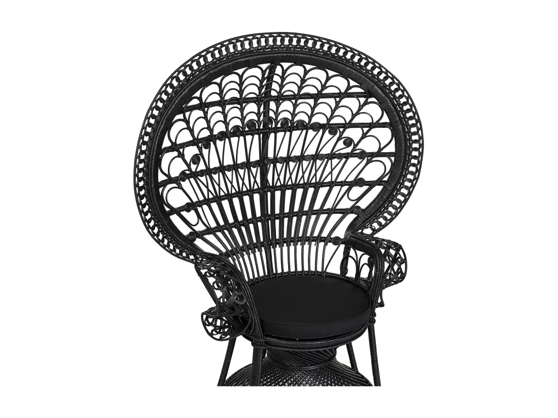 Chaise paon EMMANUELLE Rotin Noir