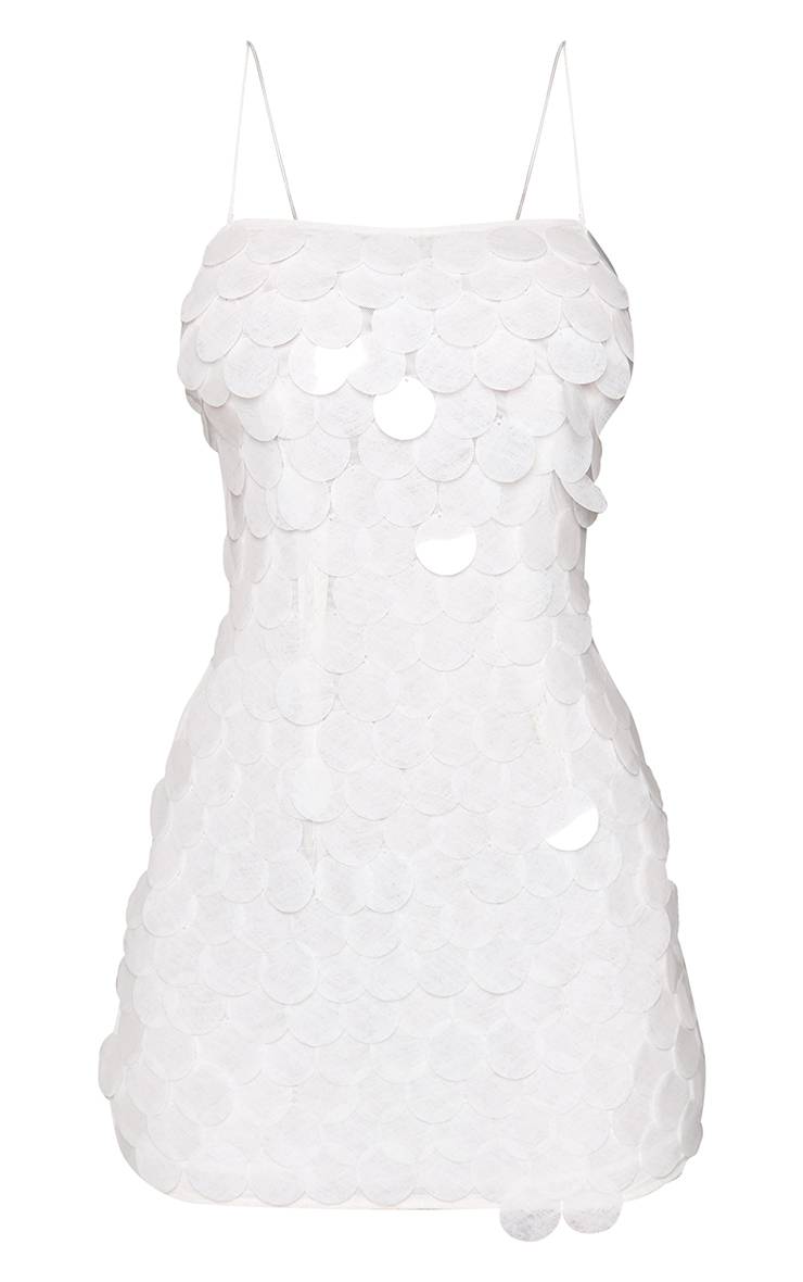 Blanc Robe Mini À Sequins Disques