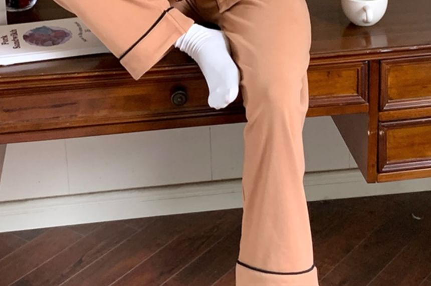 Siensien - Bijpassende pyjamaset voor koppels: top met lange mouwen en knoopjes + broek