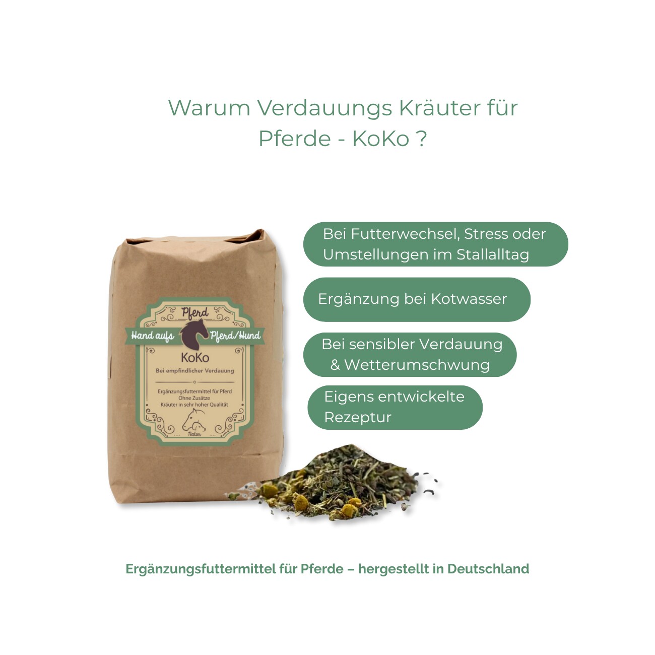 Hand aufs Pferd/Hund Verdauungs Kräuter für Pferde – KoKo 1kg