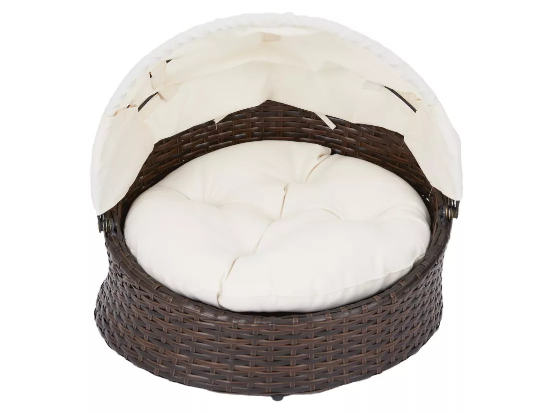 Panier lit en osier niche chien chat avec coussin lavable
