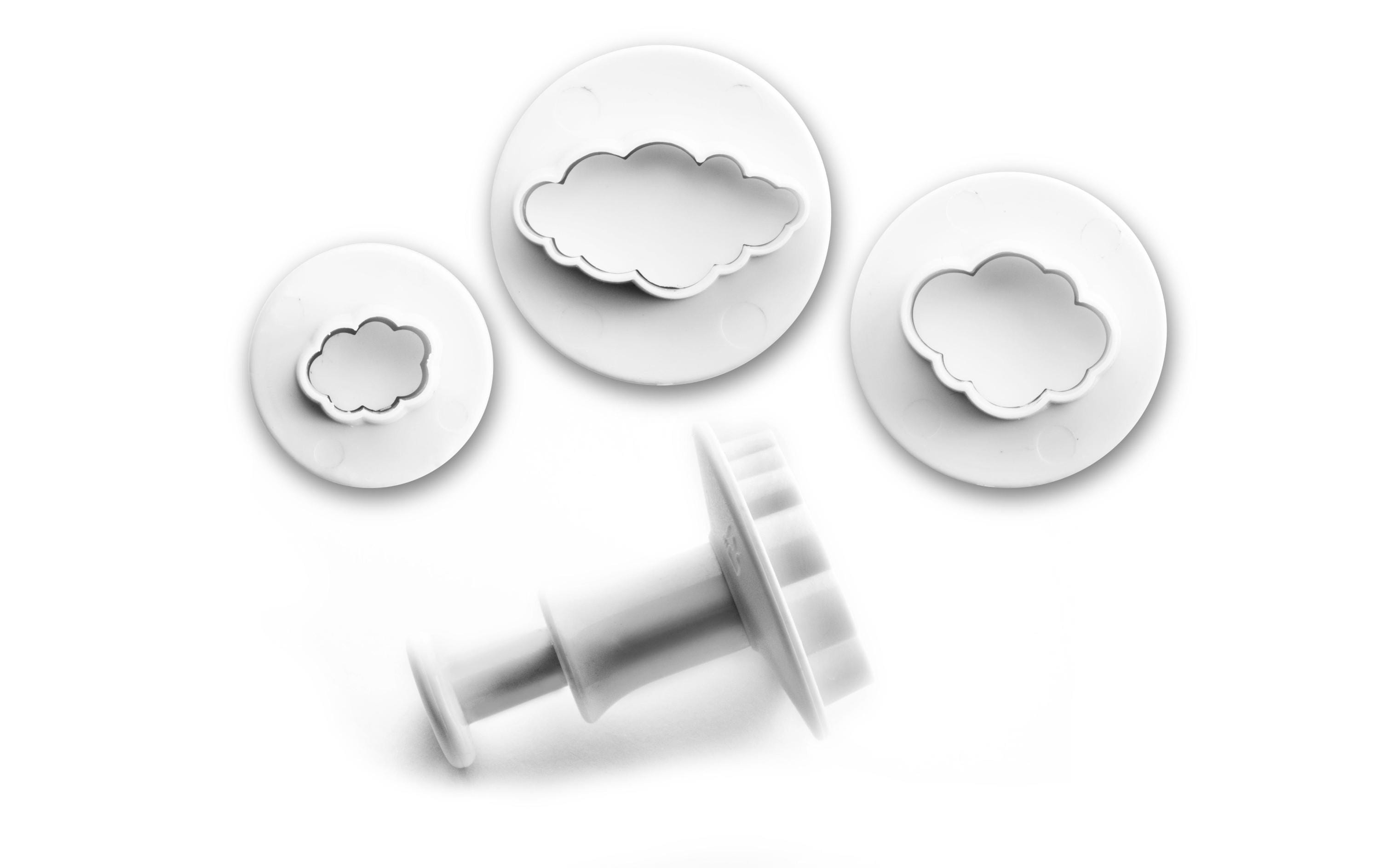 Guetzli-Ausstecher-Set 4 Stück, Wolke3-teiliges Ausstecher-Set für Fondant und Marzipan