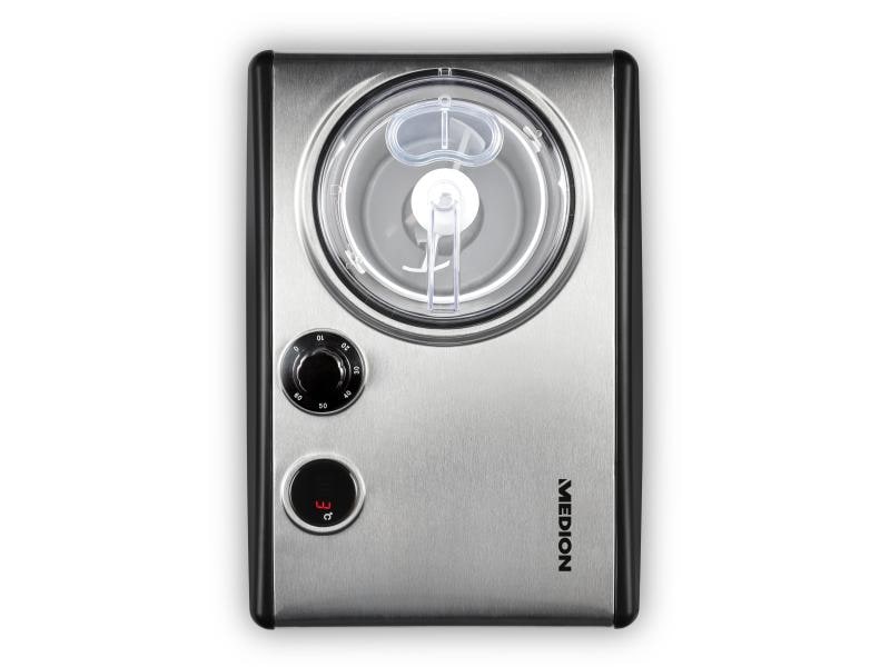 Medion Glacemaschine MD 18387  0.8 l, Schwarz/Silber Eismaschine mit Kompressor