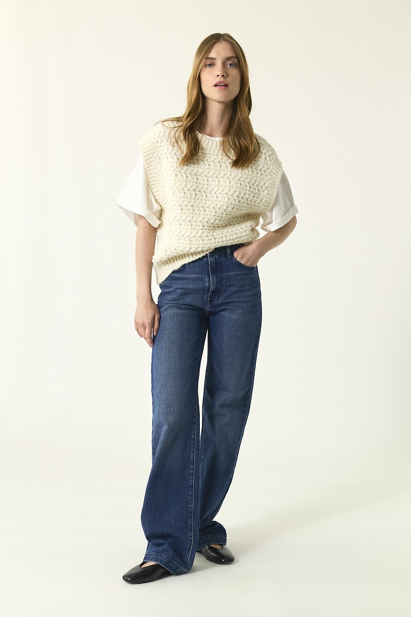 DES PETITS HAUTS<br>Suéter sem mangas com tranças e gola redonda ASTRID