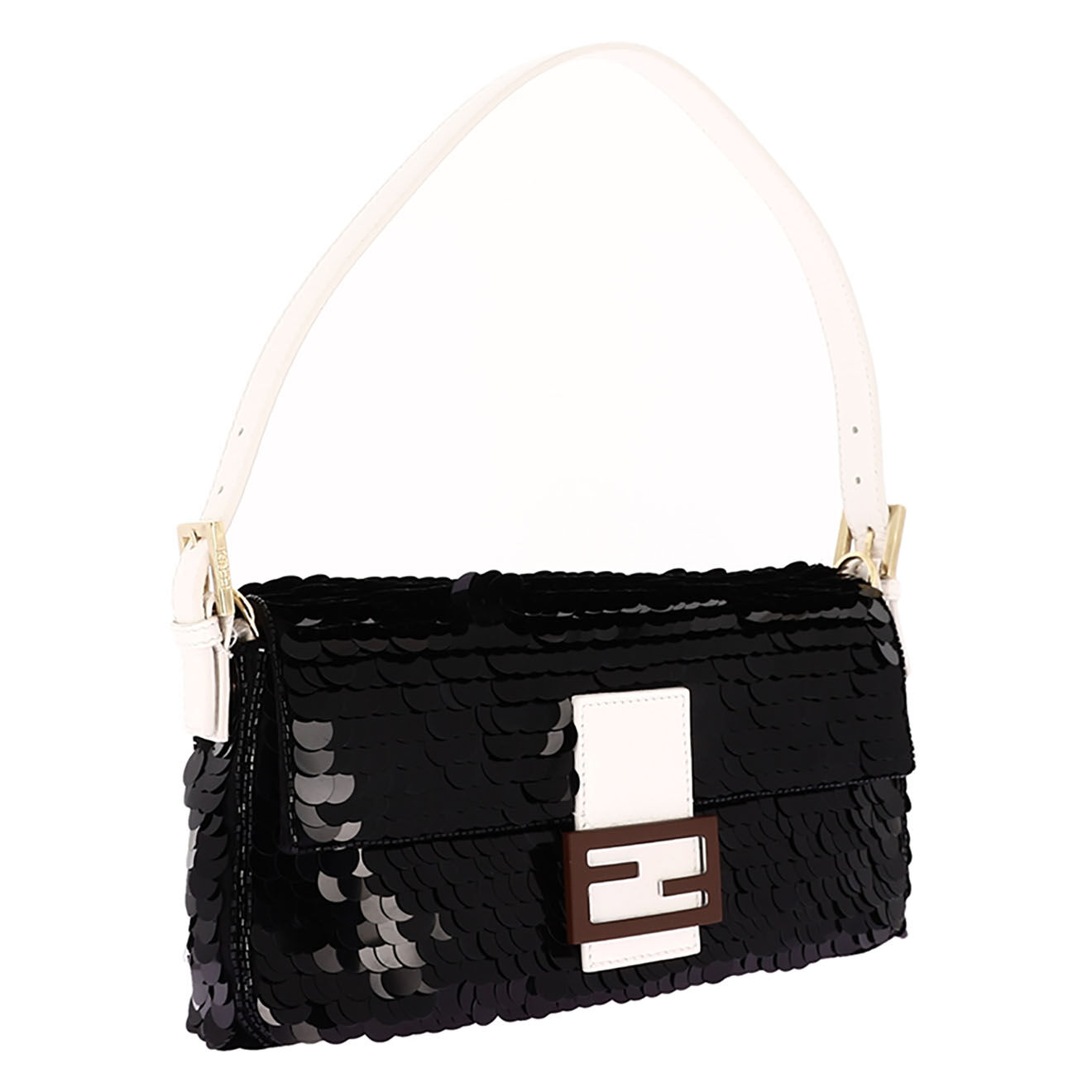 Fendi Sac porté épaule Baguette Sequin noir - Neuf sans étiquette - L.27 cm
