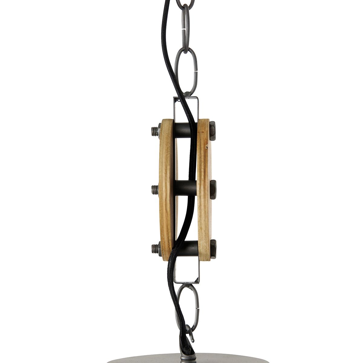 Industriële hanglamp donkergrijs met hout 47 cm - Arthur