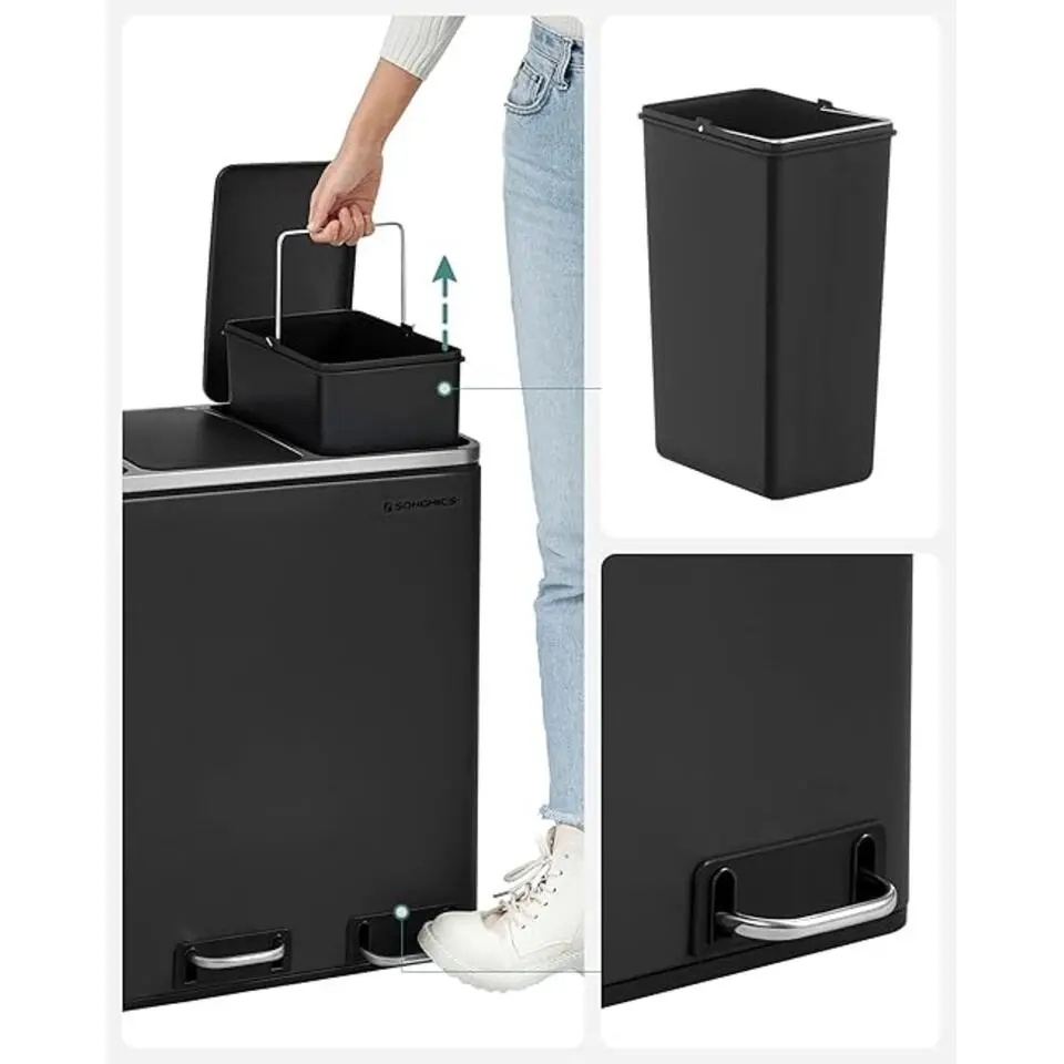 Parya Home 54L Prullenbak zwart