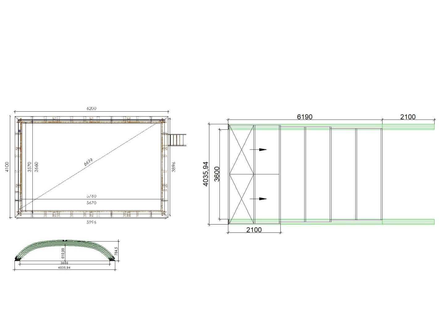 Abri de piscine horizon pour les modèles 6,20x4,10 m - bas88, bas788 - polycarbonate massif 3 mm - couleur ral7037 gris