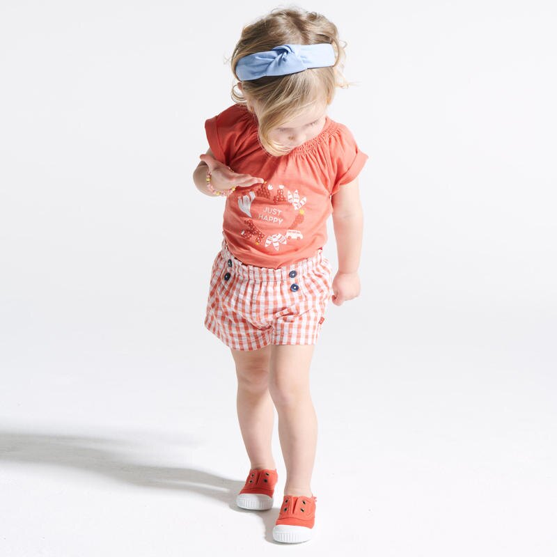T-shirt froncé Just happy orange bébé fille Orange