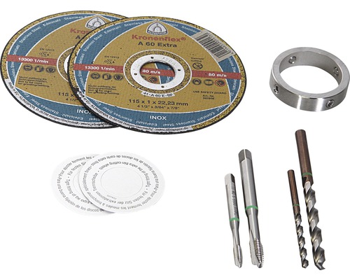 Montageset (62) voor Pertura RVS leuningen inclusief 2 snijschijven, ring, 2 boortjes, 2 tappen