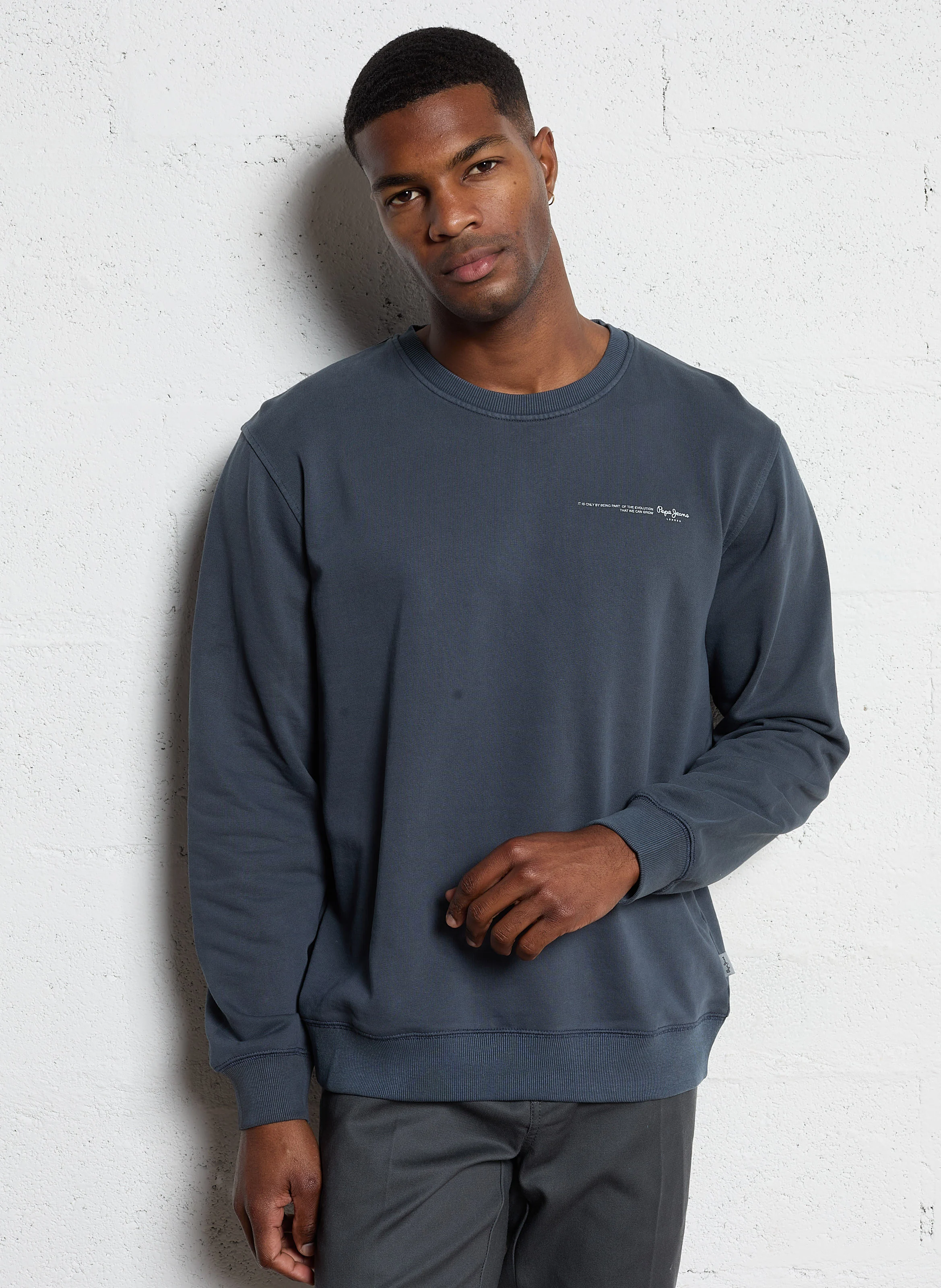 DAVY CREW - Sweat coupe droite à col rond | Bleu