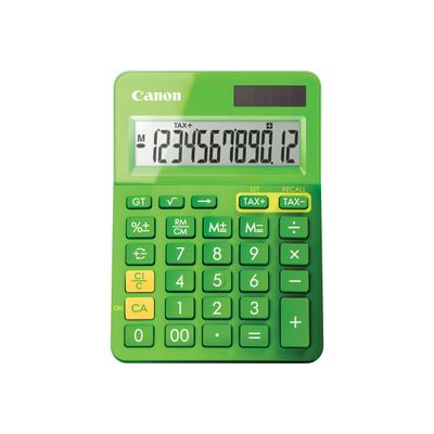 Calculatrice de bureau Canon LS- 123K - 12 chiffres - alimentation batterie et solaire - vert