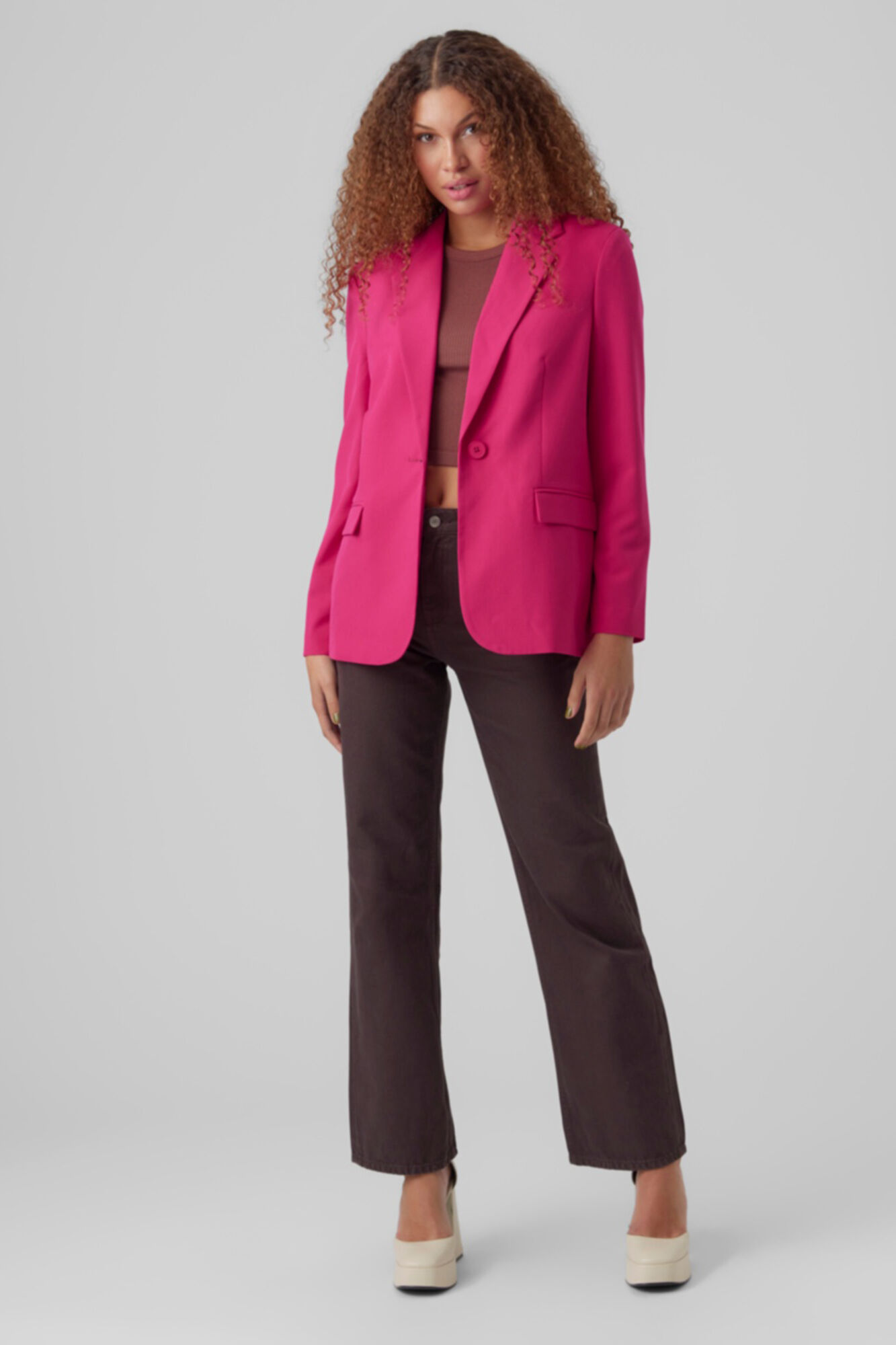Blazer de manga comprida com bolsos - Rosa