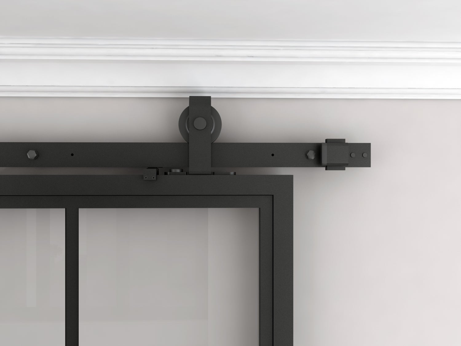 Loftschuifdeur 900x2150mm van staal in zwart met glasinzet