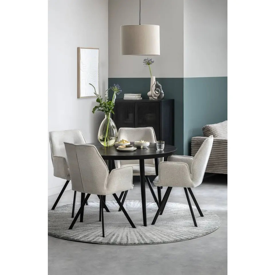 Eetkamertafel Lexy rond - mangohout/zwart - 76xØ120 cm