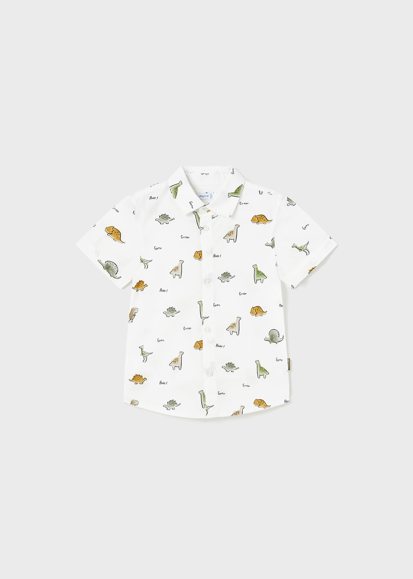 Camisa infantil de algodão estampado com mangas curtas