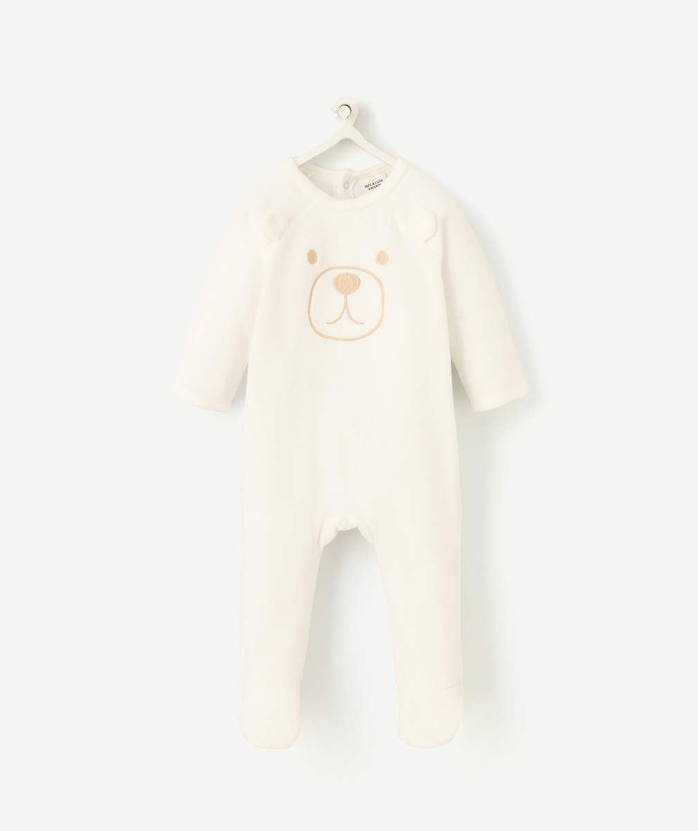 dors bien velours en coton bio écru avec motif ours