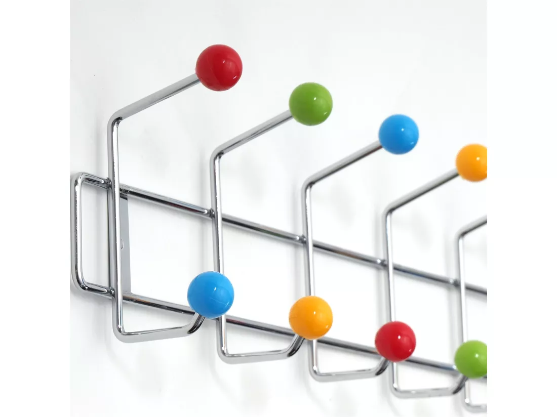 PORTE-MANTEAU Balle de couleur 12 crochets, boules colorées Argent
