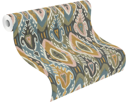 Vliesbehang 560572 Barbara Home Collection 3 Ethno Cognac Khaki Pink Petrol