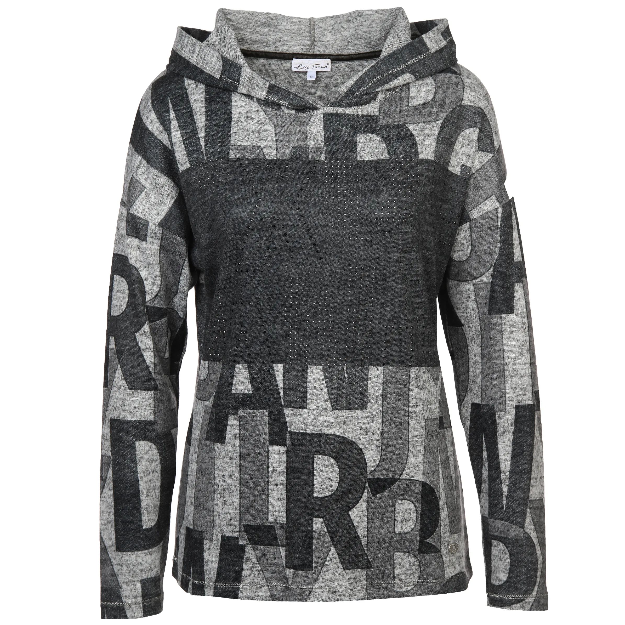 Damen Kapuzenflauschshirt mit Glitzersteinchen