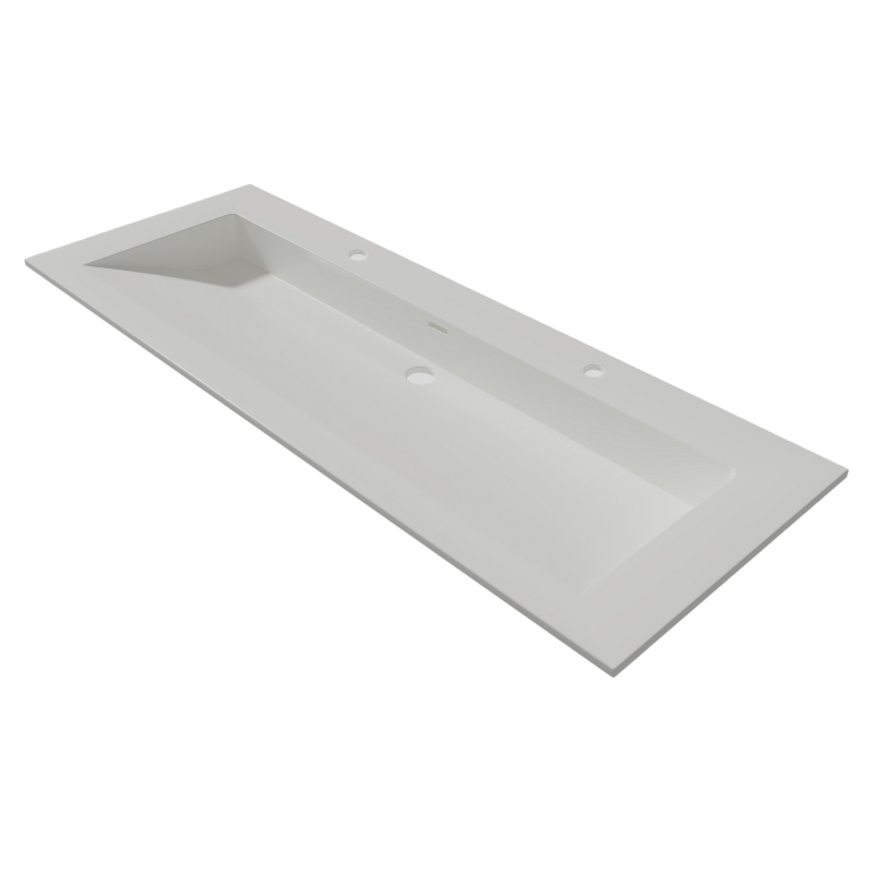 Lambini Designs Flora solid surface wastafel 120cm met kraangaten wit mat