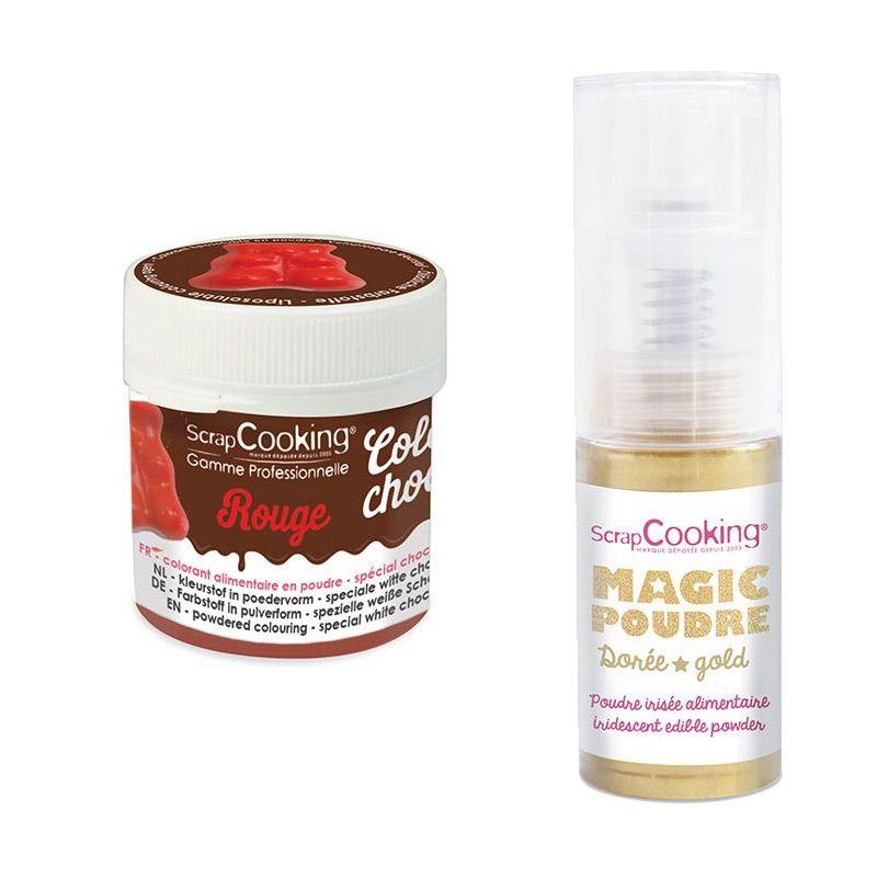 Colorant alimentaire liposoluble Color'choco 5 g rouge + Poudre alimen