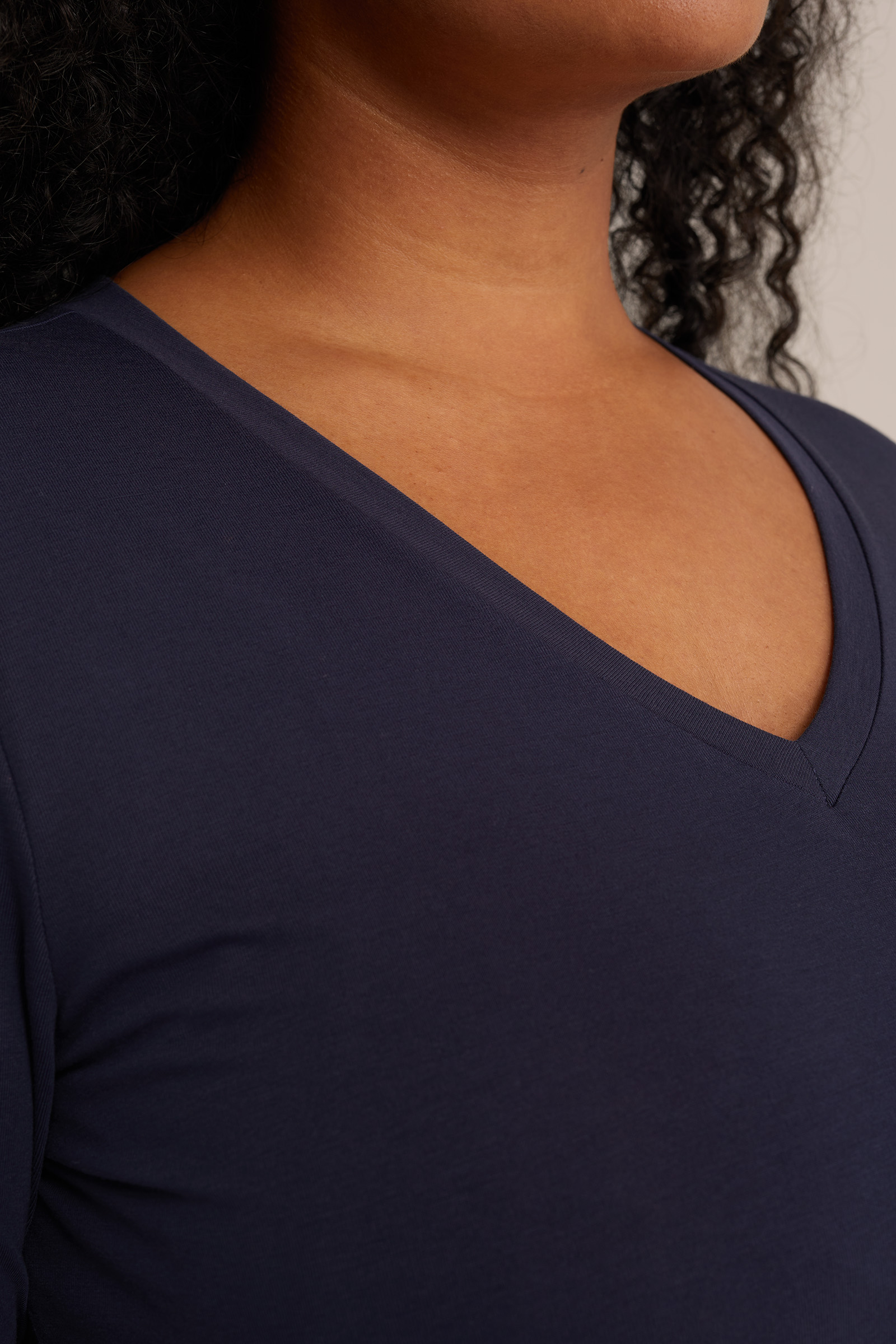 T-shirt - Curve WE Fashion Donkerblauw