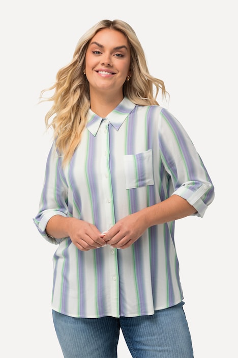 Hemdbluse, Streifen, Hemdkragen, Langarm