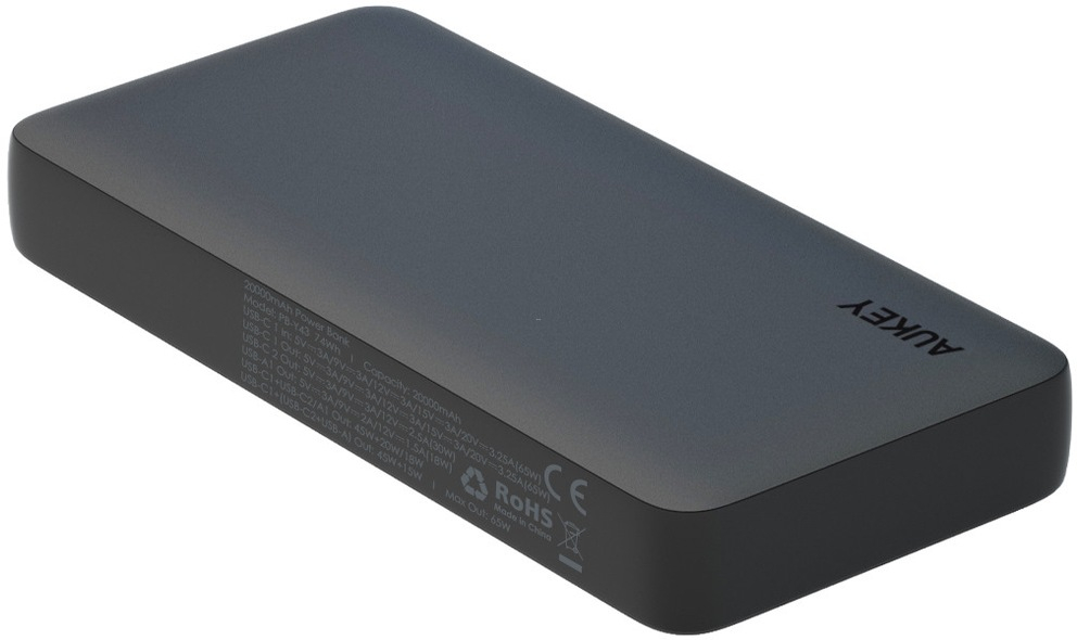 (65W) SprintX 20000mAh USB A / Dual USB C Powerbank Power Delivery Ladegerät mit LED Anzeige (PB-Y43) - Schwarz