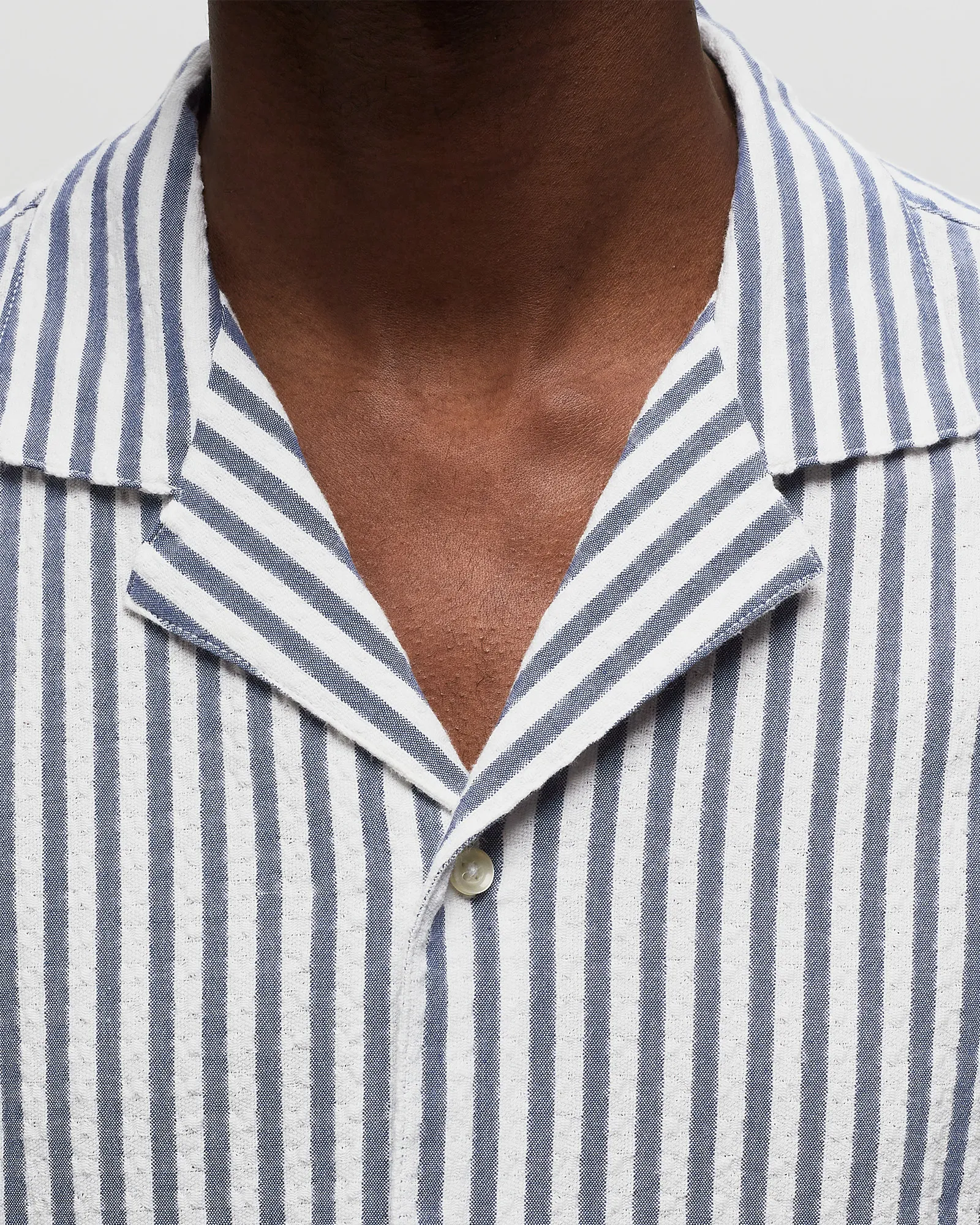 Officine Générale EREN SS TEXTURED COTTON STRIPE SHIRT