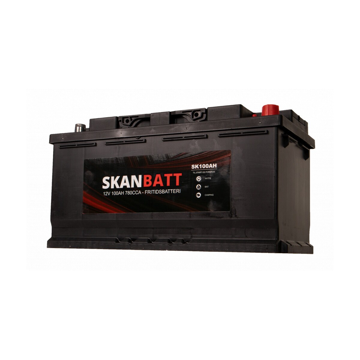 SKANBATT Fritidsbatteri 12V 100AH 780CCA (354x175x190/190mm) +høyre