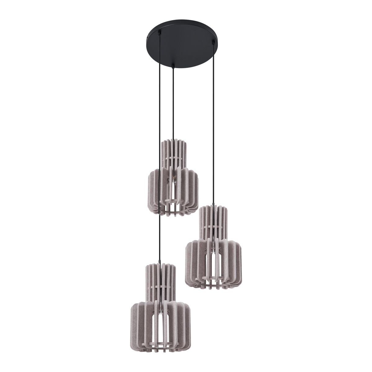 Retro hanglamp zwart met taupe 3-lichts - Felt