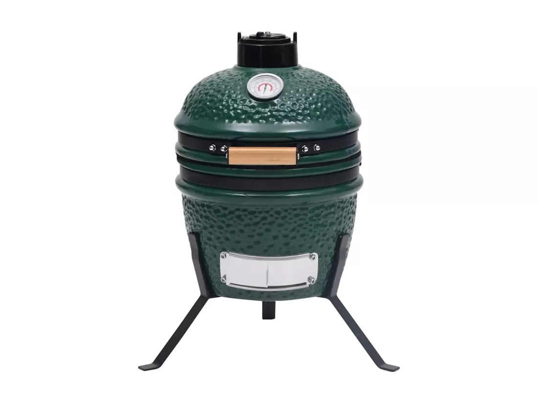 Barbecue à fumoir Kamado 2-en-1 Céramique 56 cm Vert
